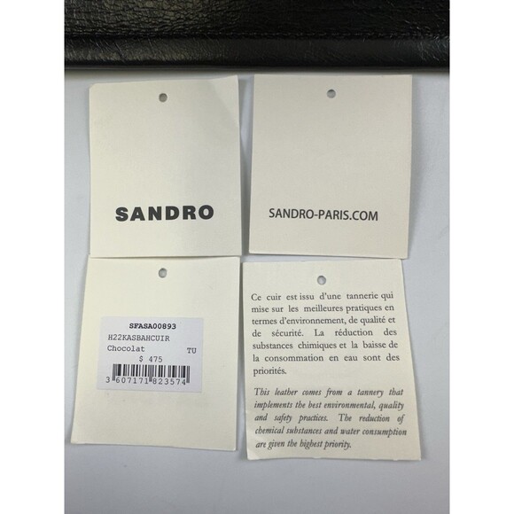 SANDRO Kasbah Large Tote Bag Smooth Leather Chocolat Brown Handbag Purse Snap - Picture 15 of 16